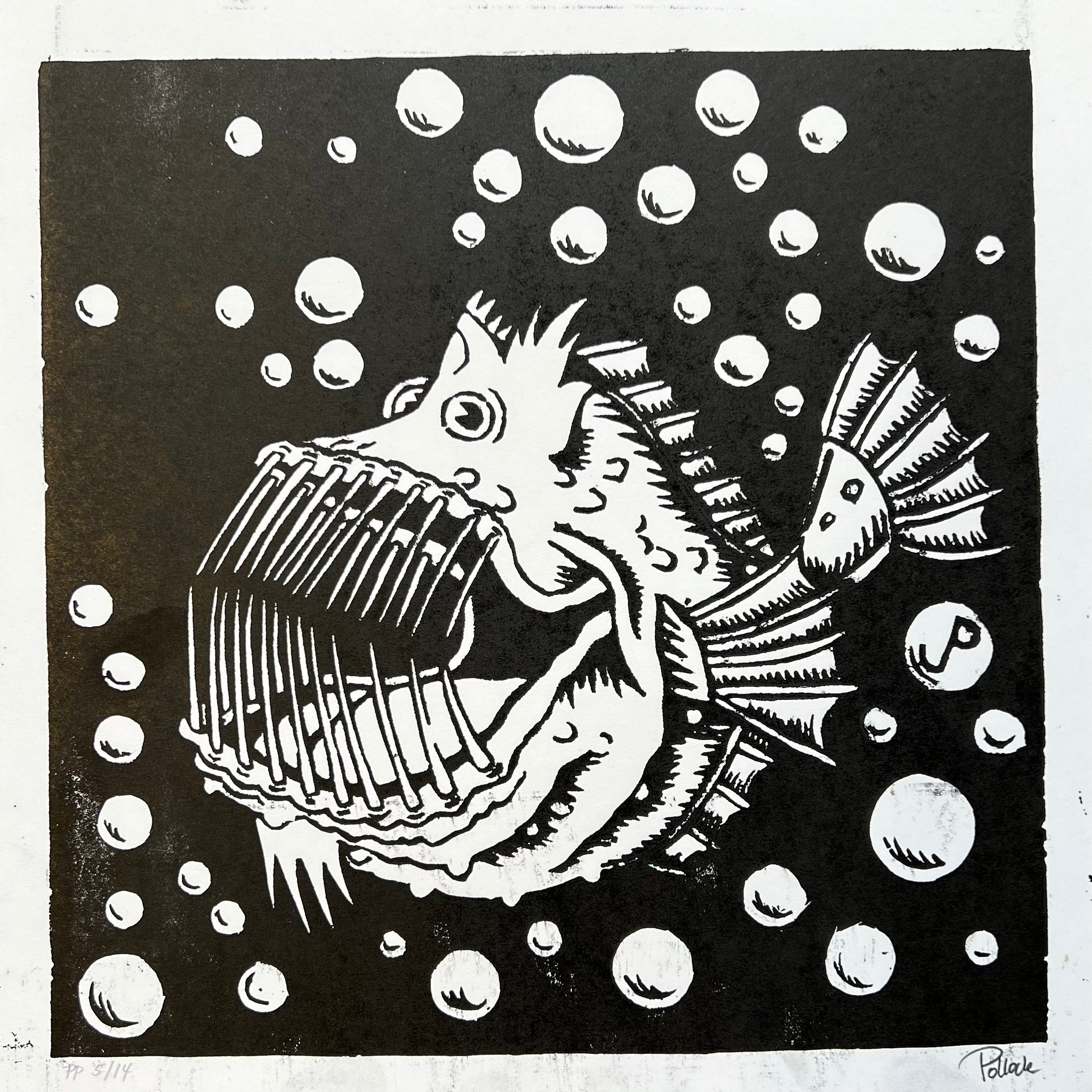 Jim Pollock "Fruit Fish" Black Ink PP Edition