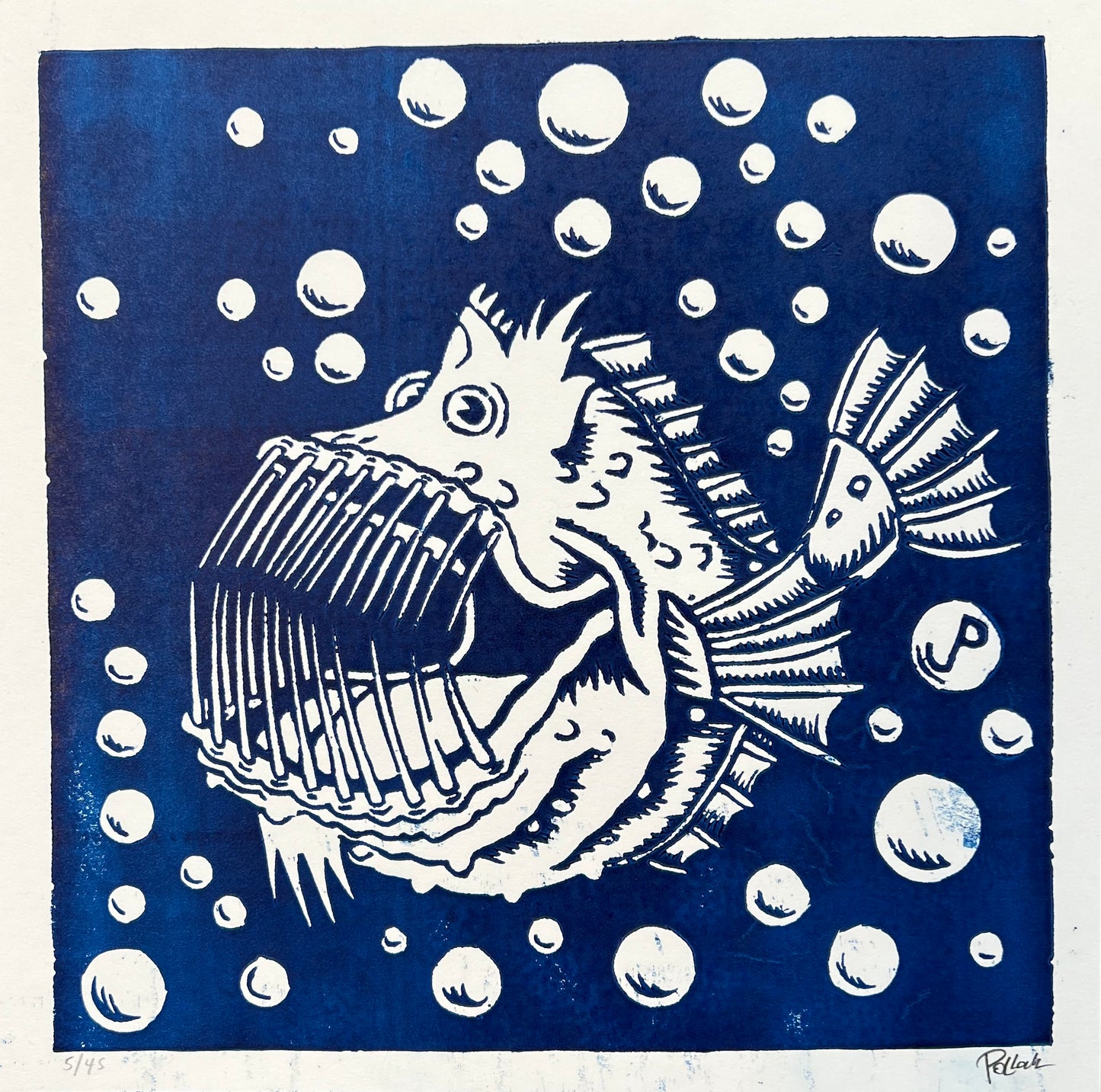 Jim Pollock "Fruit Fish" Blue Ink Edition