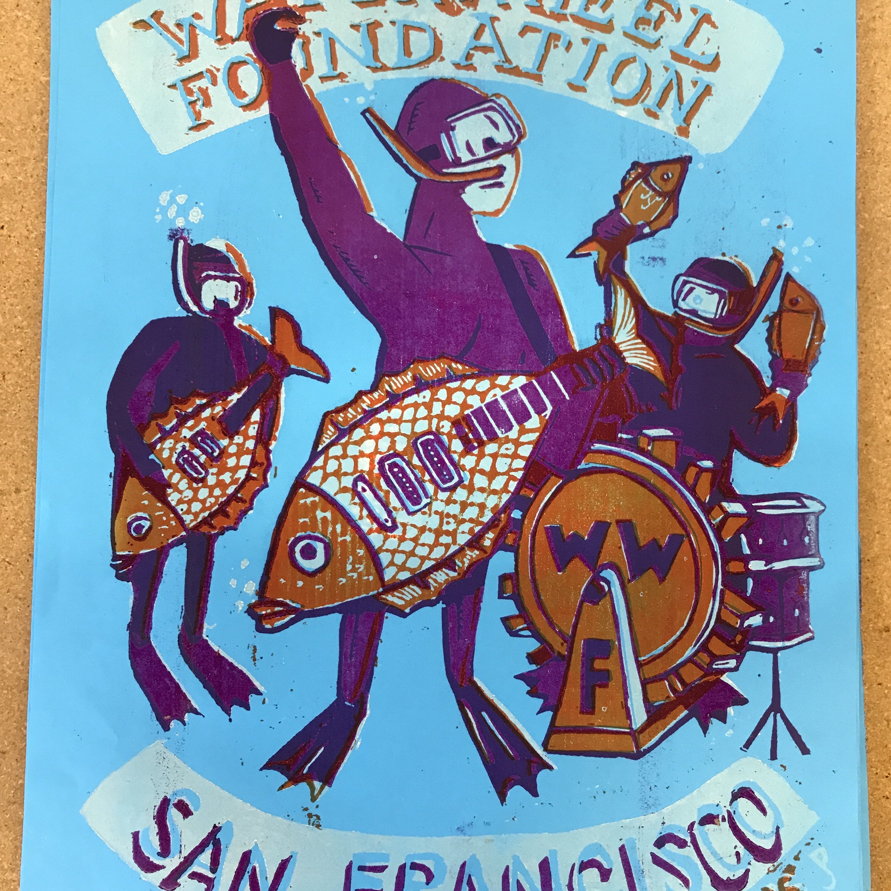 Jim Pollock "Waterwheel Foundation - San Francisco" Blue Paper