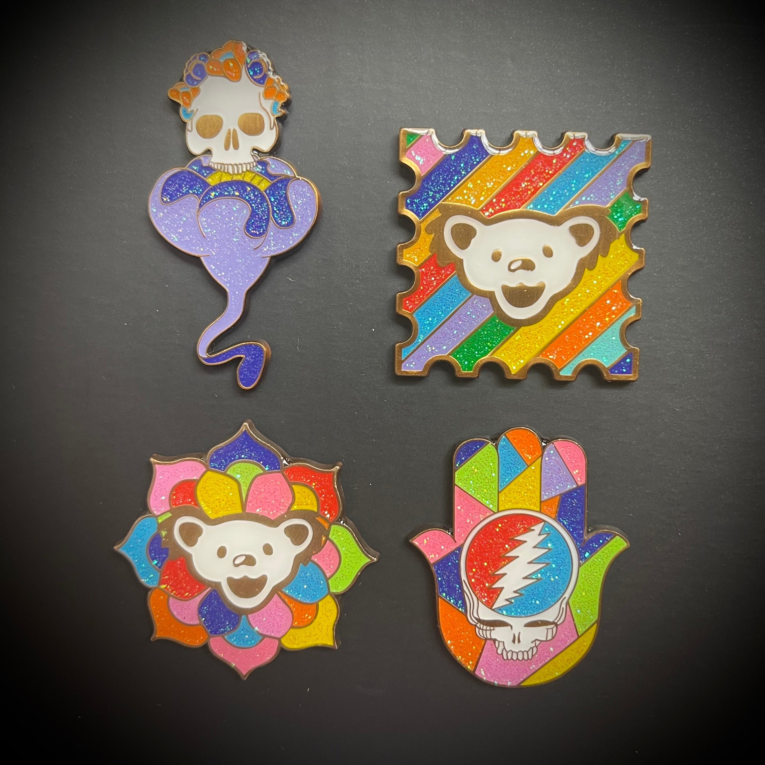 Murugiah "Grateful Dead" Antique Gold - Enamel Pin SET