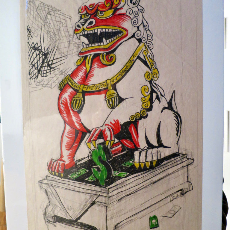 Foo Dog OG Marker & Pencil Sketch