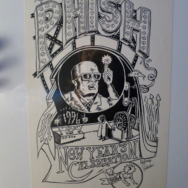 Phish Dr. Pong Lab '95-96 NYE Shirt Graphic Proof - B & W