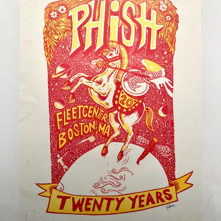 Phish Boston '03 20th Anniversary Red & Yellow Test Print