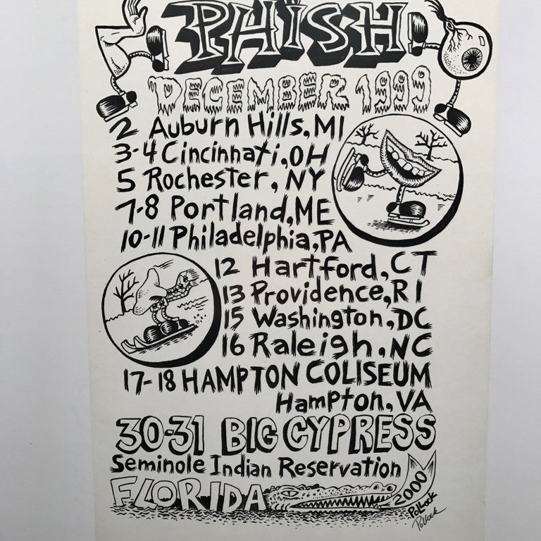 Phish December '99 Tour Shirt Back with Big Cypress Final design- A