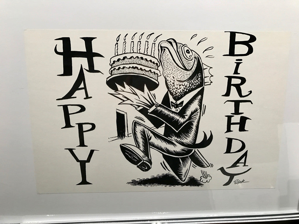 Jim Pollock "Phish 1994 Happy Birthday (2000 postcard) Fish With Cake Proof" - A
