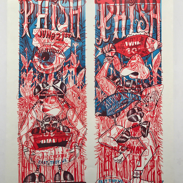 Phish Alpine '09 Uncut Red & Blue Test Print - B edgewear
