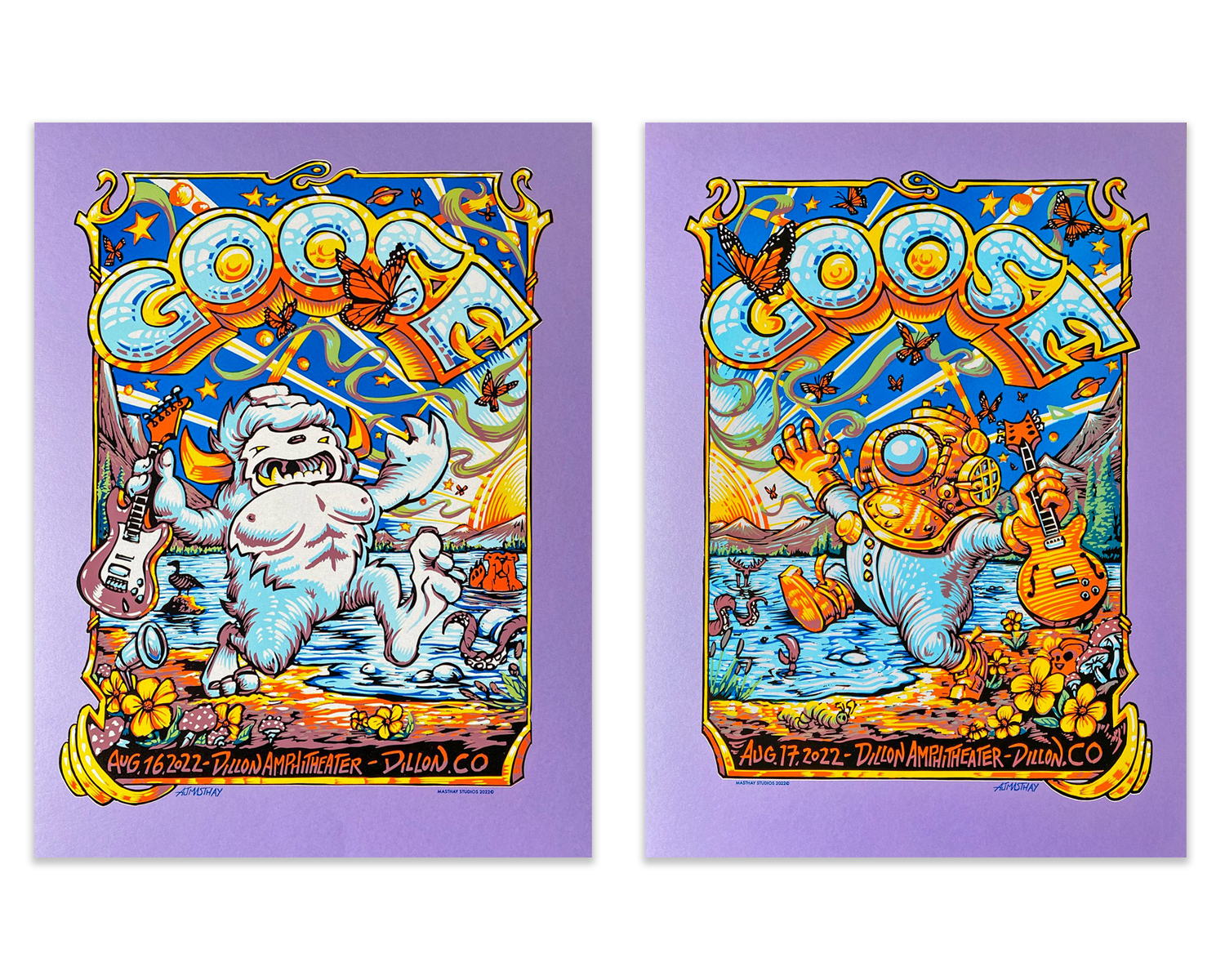 AJ Masthay "Goose - 8/16/22 & 8/17/22" Amethyst Stardreams Diptych AE