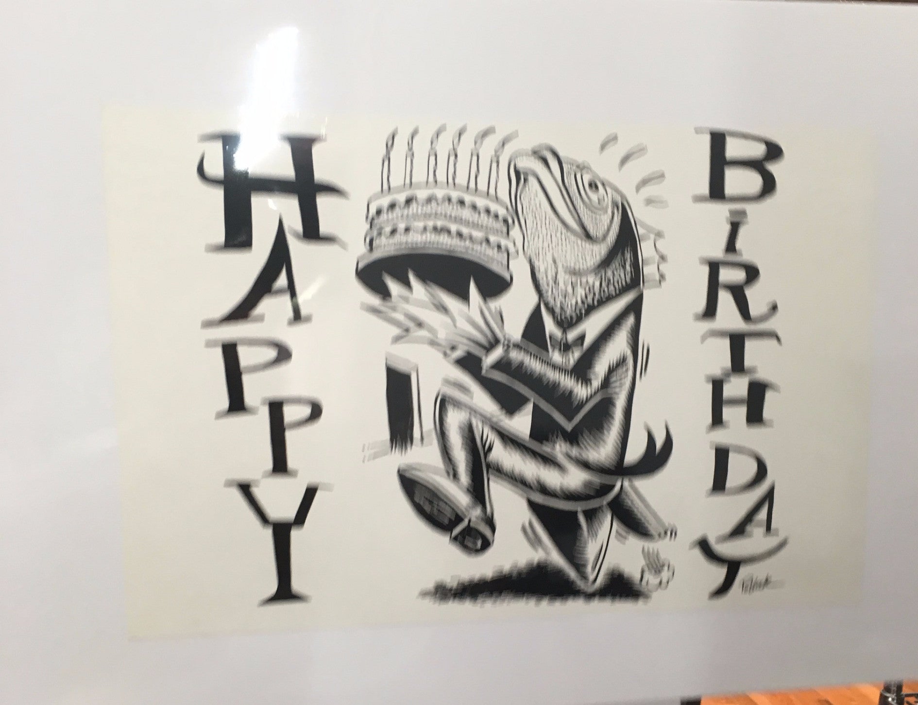Jim Pollock" Phish 1994 Happy Birthday (2000 Postcard) Fish with cake proof" - B