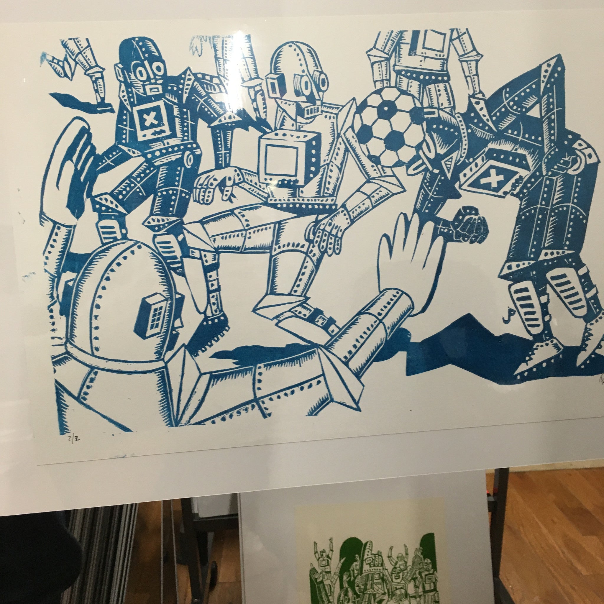 Soccer Bot 1-color Blue Registration Print - 2/2