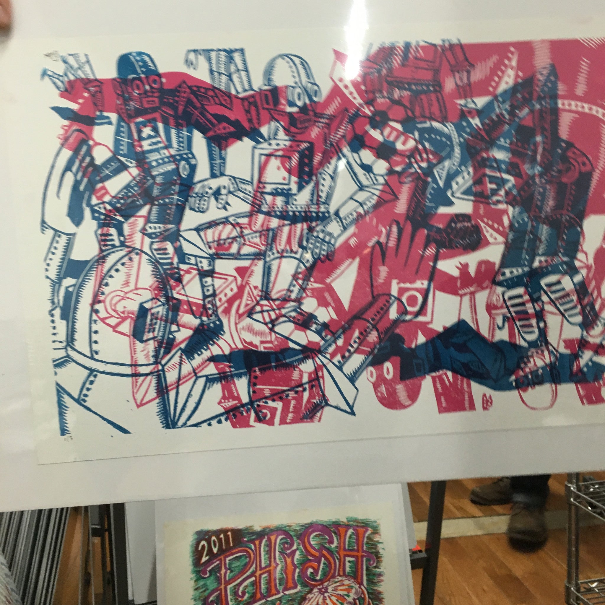 Soccerbot Pink & Blue Reversible Test Print - #1