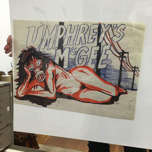 Umphrey's Mcgee Naked Woman w/ Gas Mask Concept Sketch OG - B