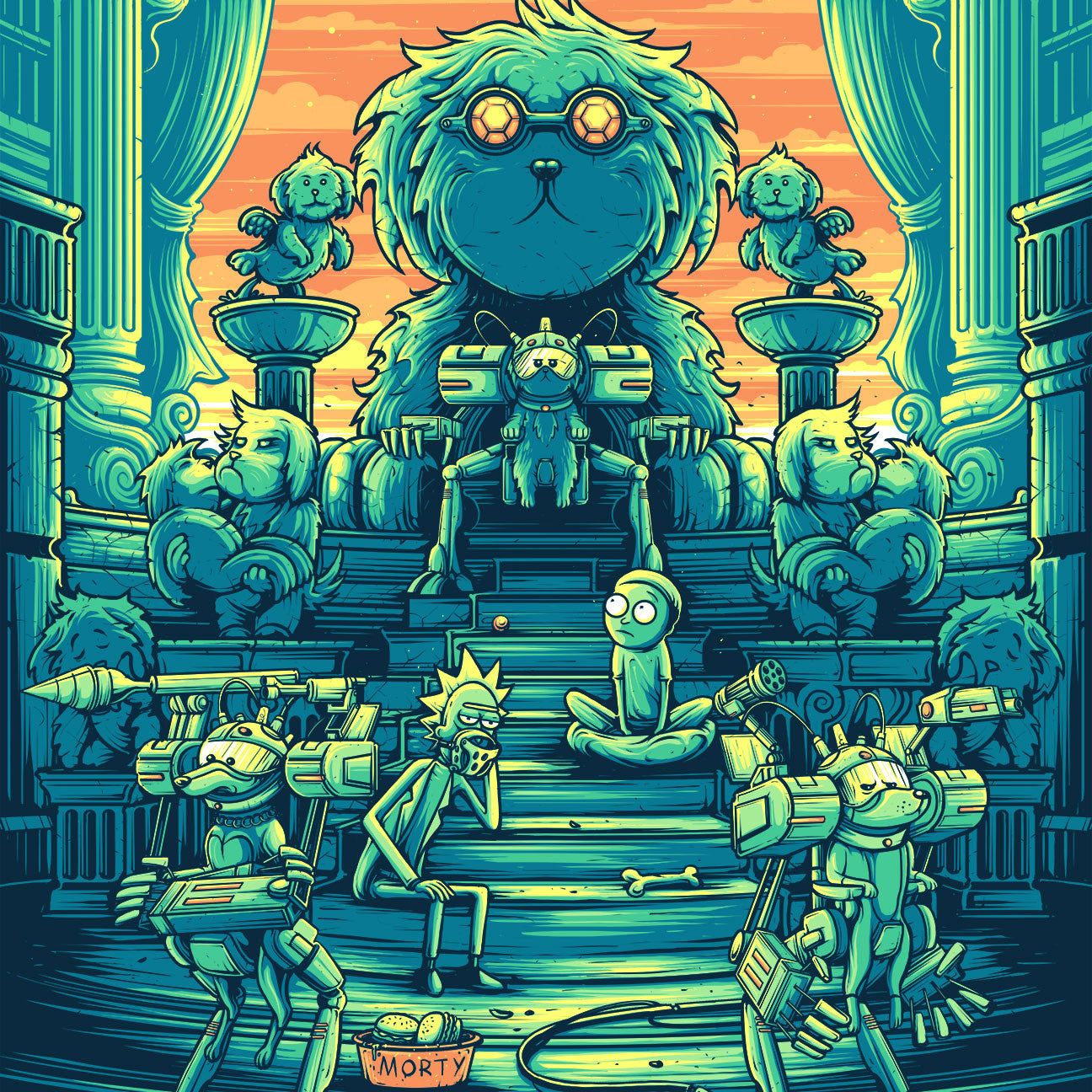 Dan Mumford "You shall now call me Snowball, because my fur is pretty and white" Orange Sky Variant