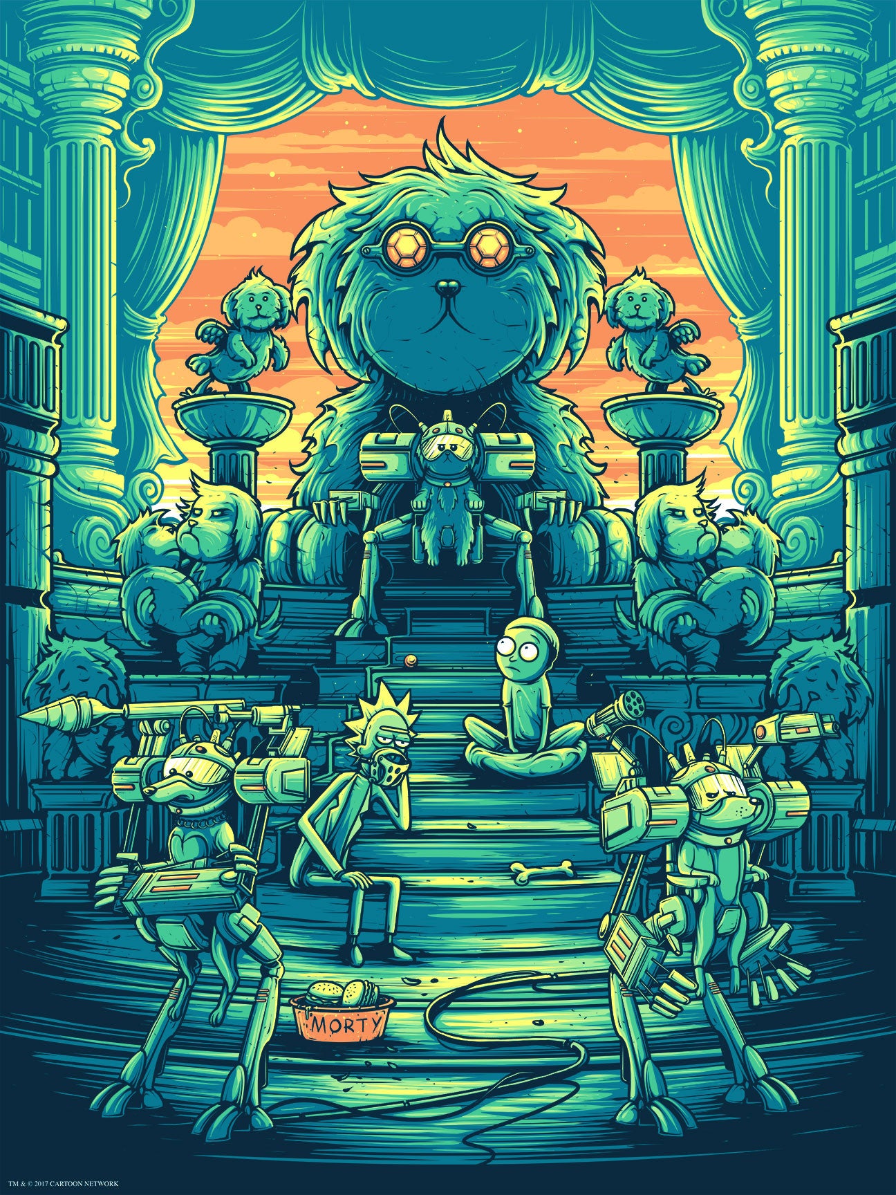 Dan Mumford "You shall now call me Snowball, because my fur is pretty and white" Orange Sky Variant