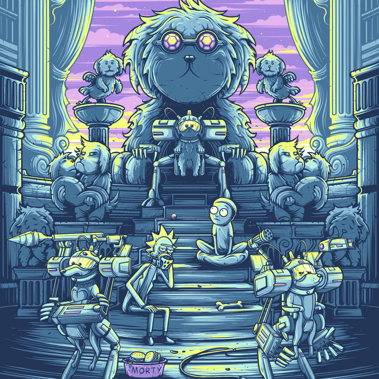Dan Mumford "You shall now call me Snowball, because my fur is pretty and white" Purple Sky Variant
