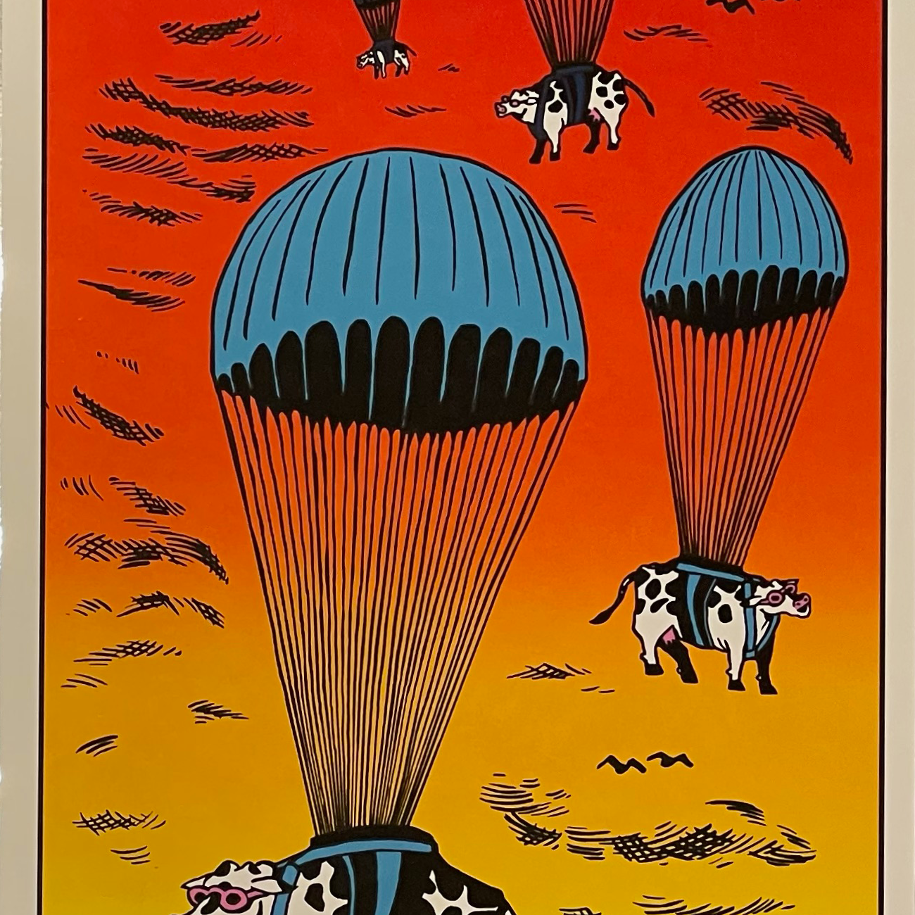 Jim Pollock "Skydiving Cows" Sunset Edition