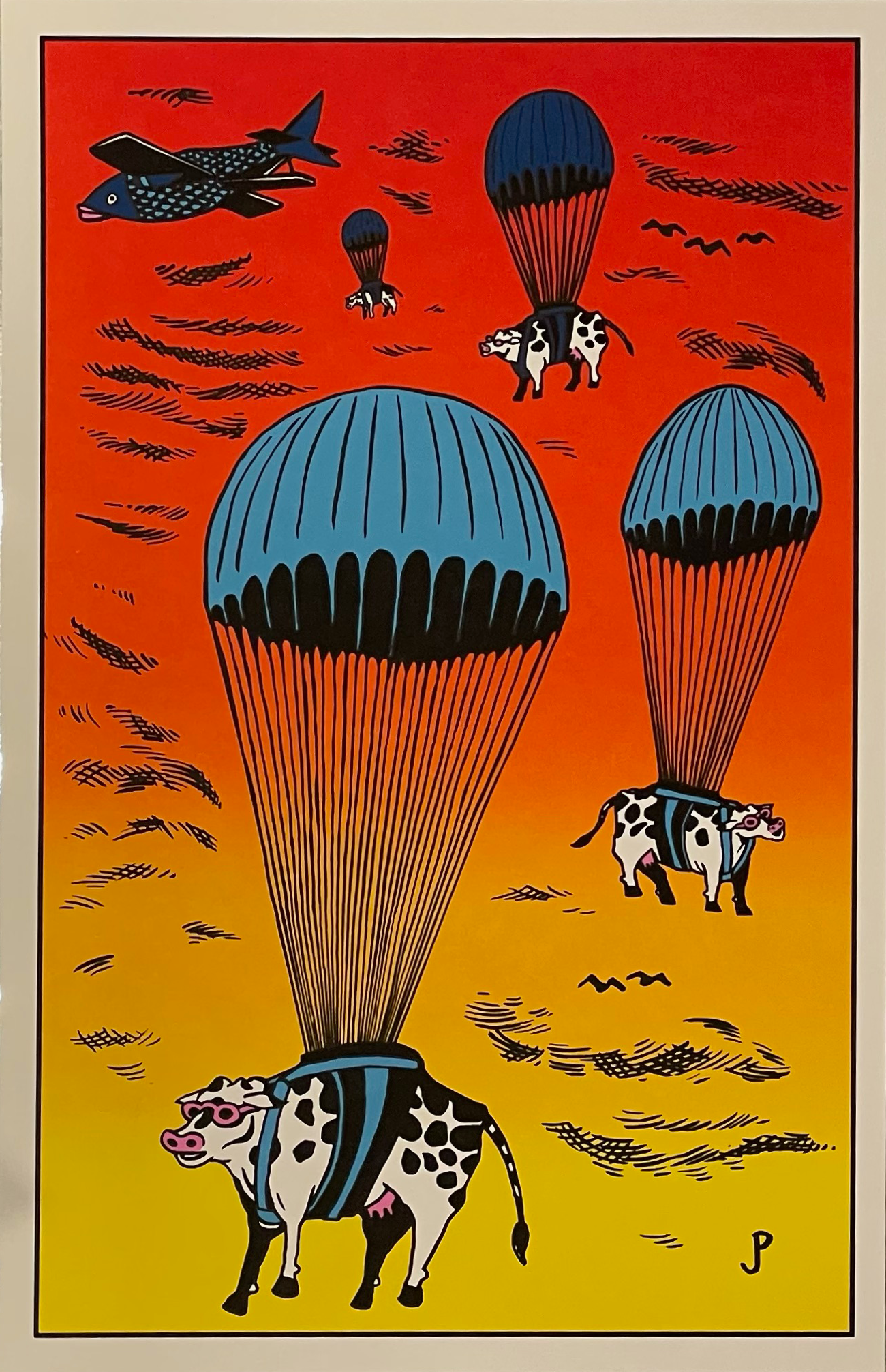 Jim Pollock "Skydiving Cows" Sunset Edition