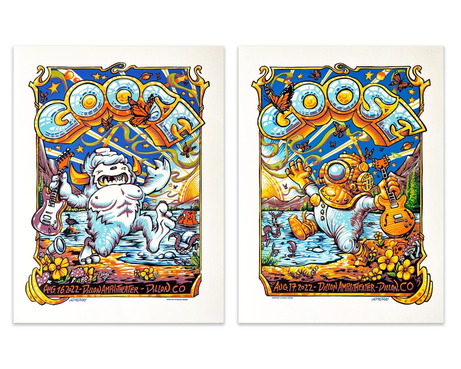 AJ Masthay "Goose - 8/16/22 & 8/17/22" Diptych AE