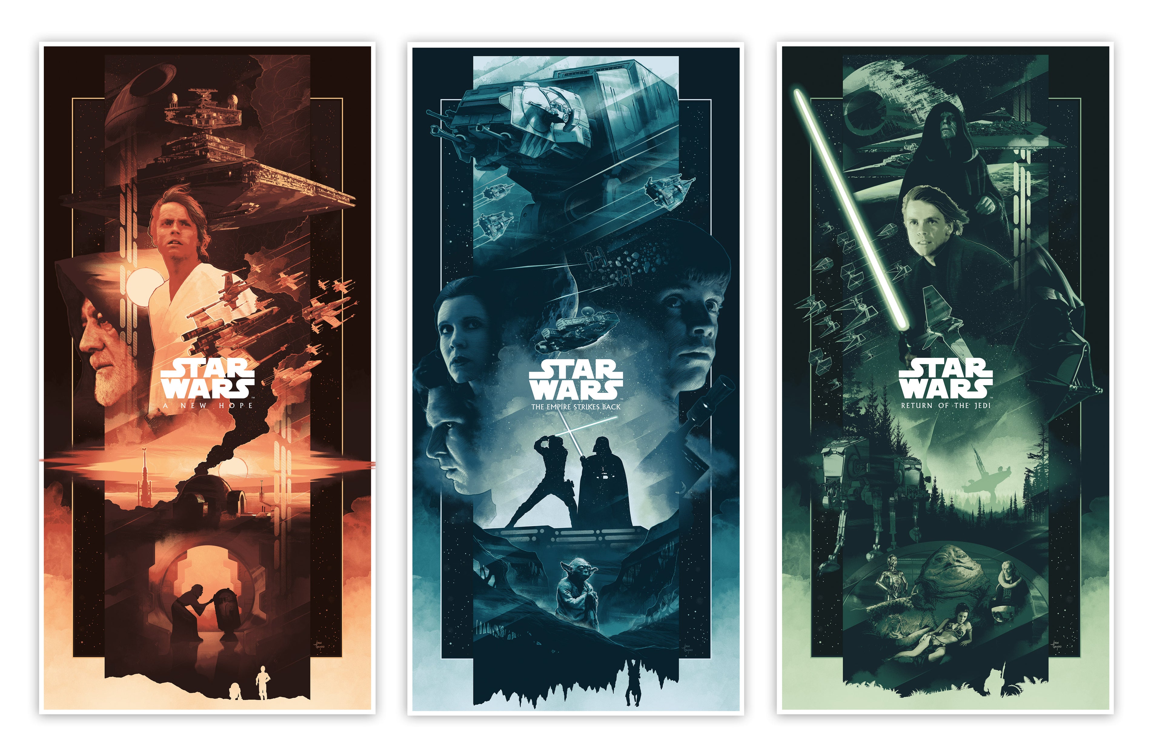 John Guydo "Original Star Wars Saga Triptych" Variant SET
