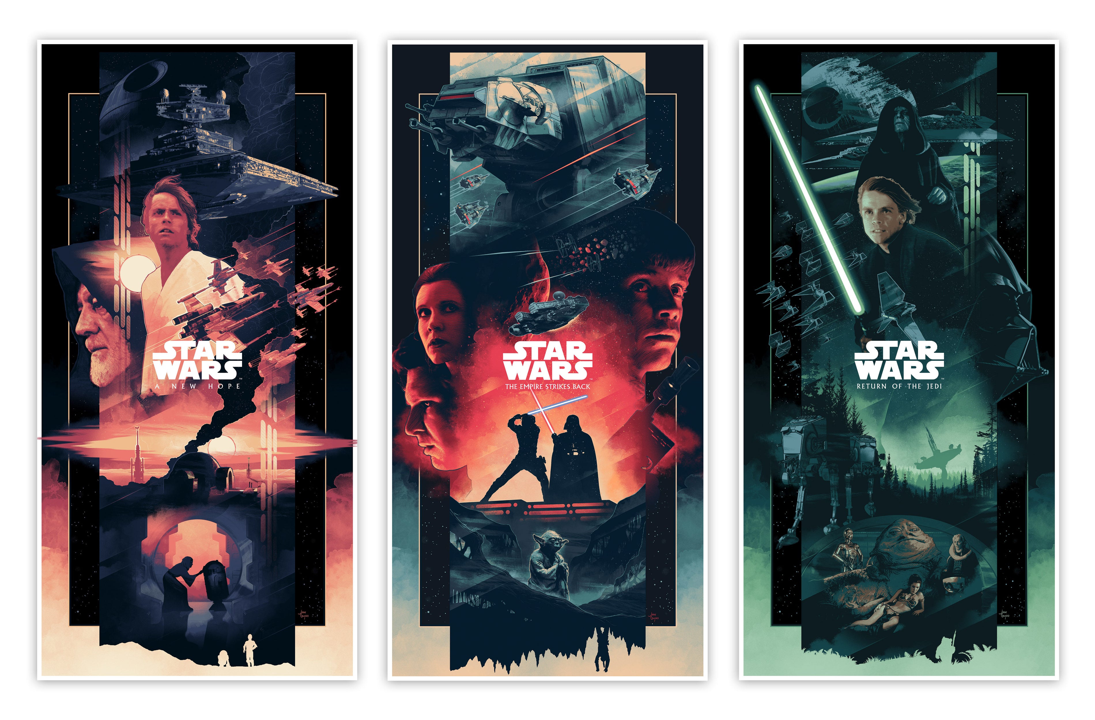 John Guydo "Original Star Wars Saga Triptych" Timed Edition SET