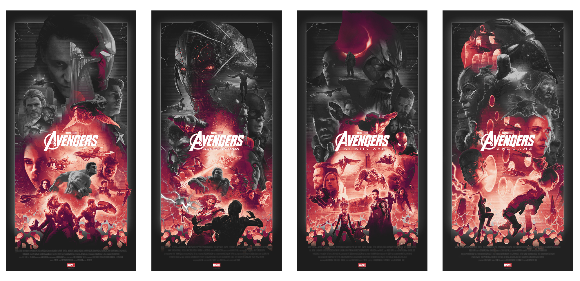 John Guydo "Avengers Infinity Saga" SET - Noir Variant