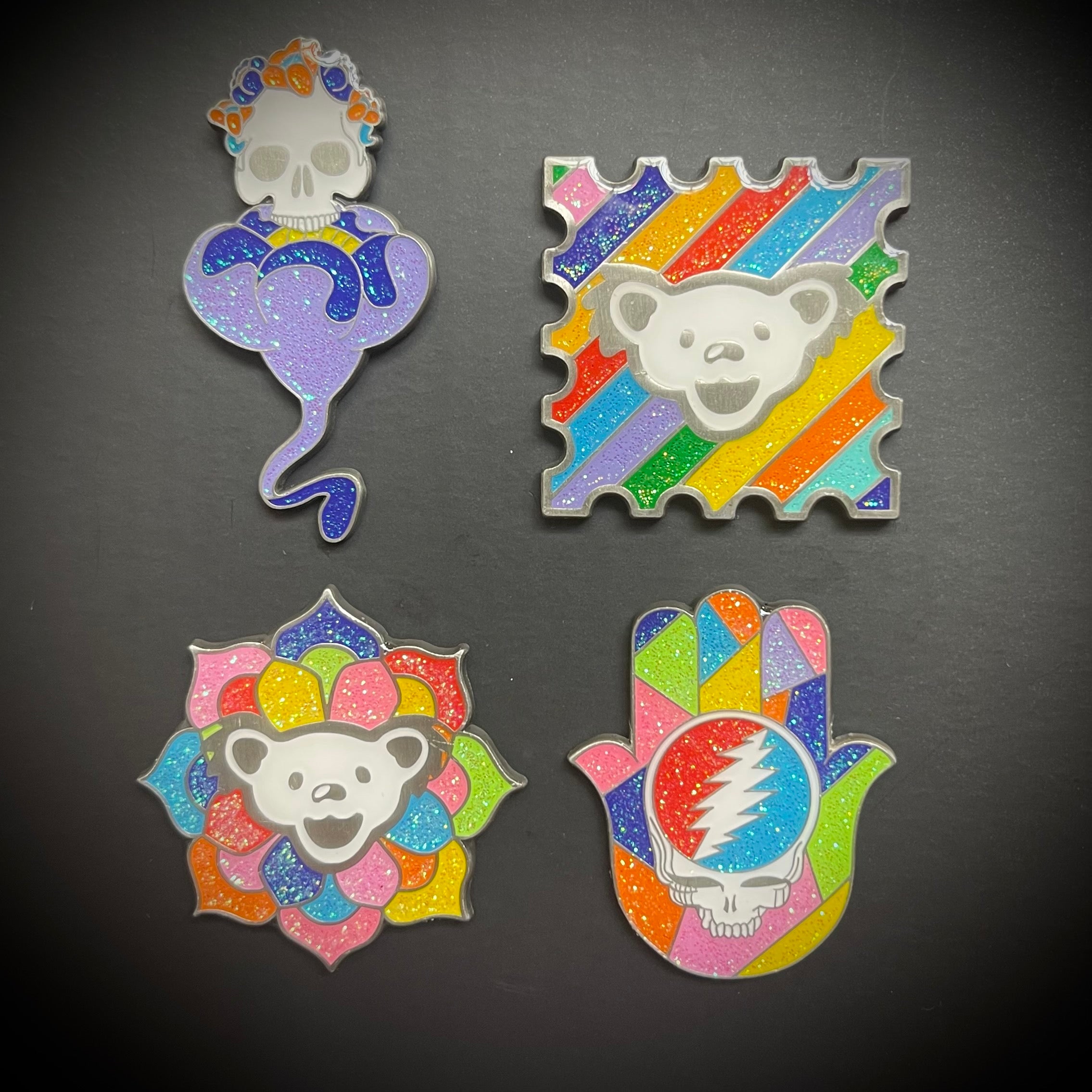 Murugiah "Grateful Dead" Antique Silver - Enamel Pin SET