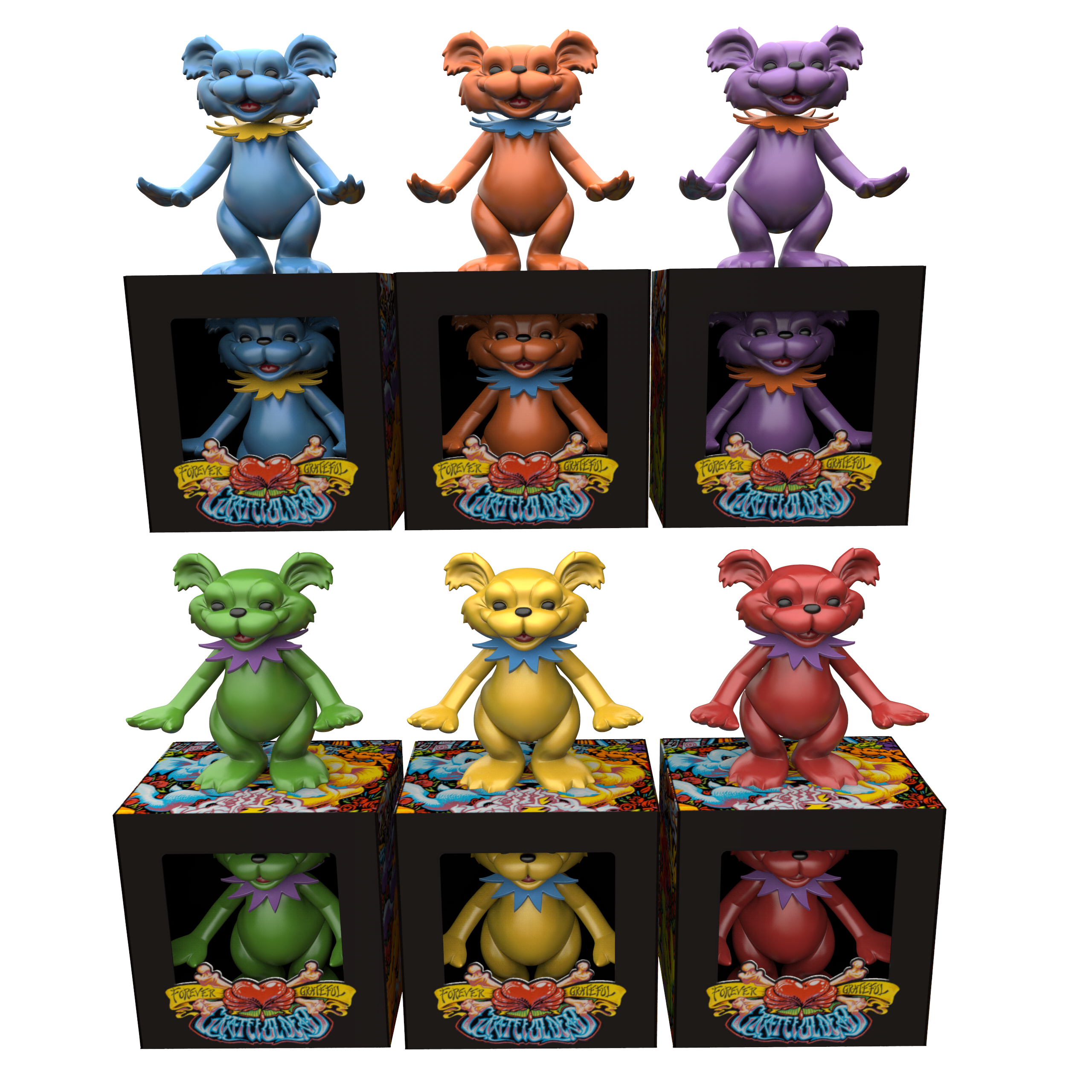 AJ Masthay "Dancing Bears - Vinyl Statues" SET + FREE PRINT + EXCLUSIVE PURPLE EDITION!