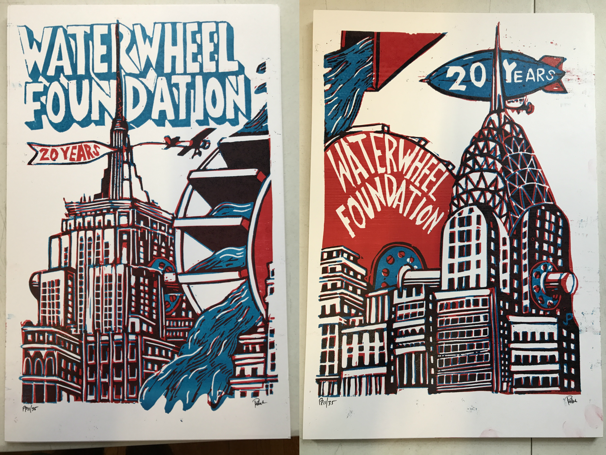 Jim Pollock "Waterwheel Foundation - 20 Years" Diptych