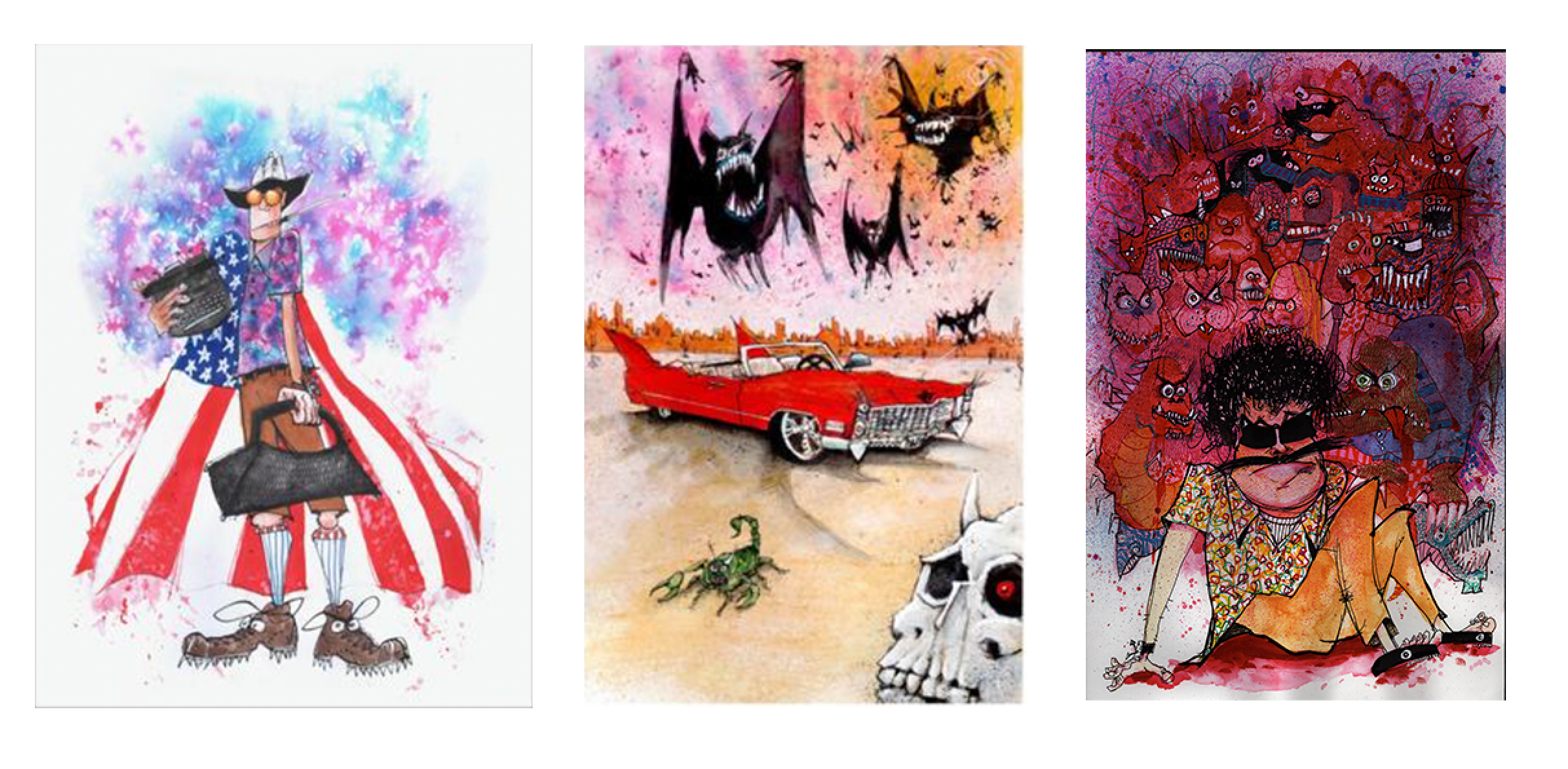 Joey Feldman "Fear & Loathing" Hand-Embellished Triptych