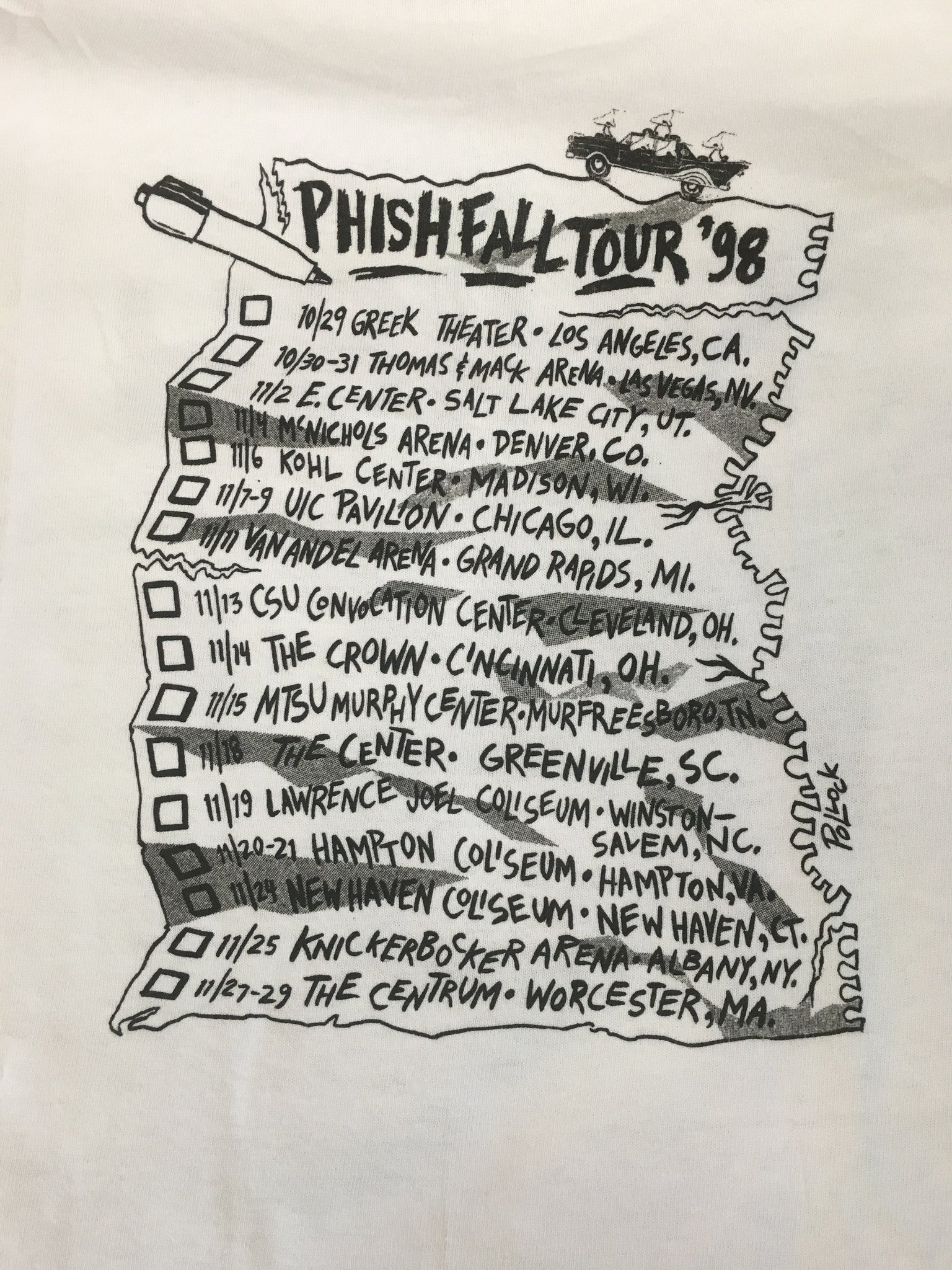 Phish Tour 1998 Merch Music Tee Vintage 90s Graphic 100