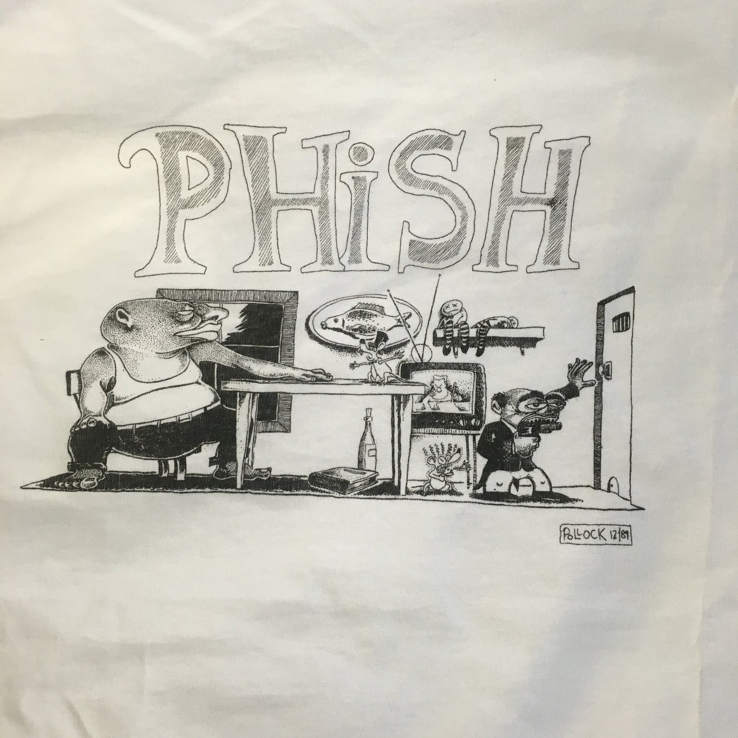 T-Shirt: White Phish Junta pocket-tee - L