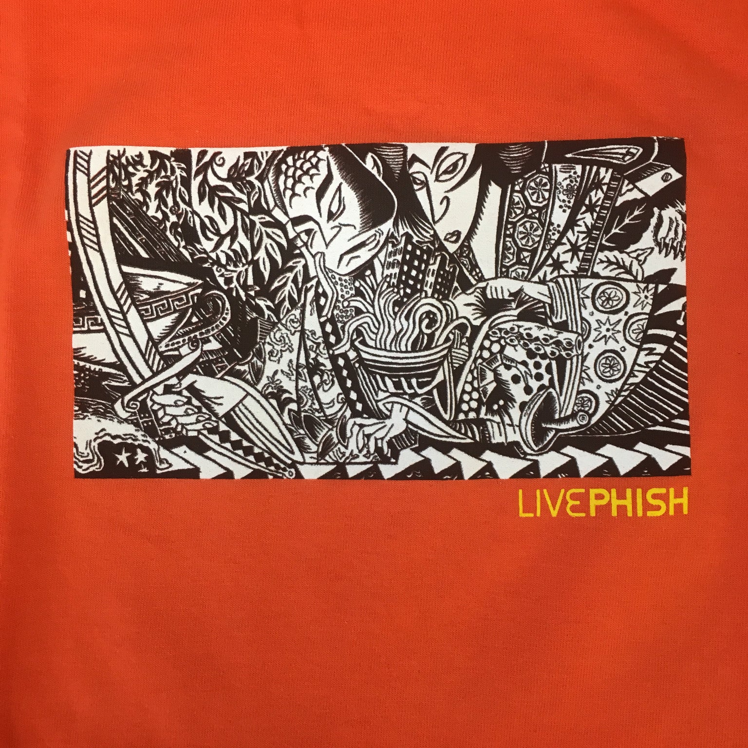 T-Shirt: Orange Live Phish (kabuki spaghetti) - L