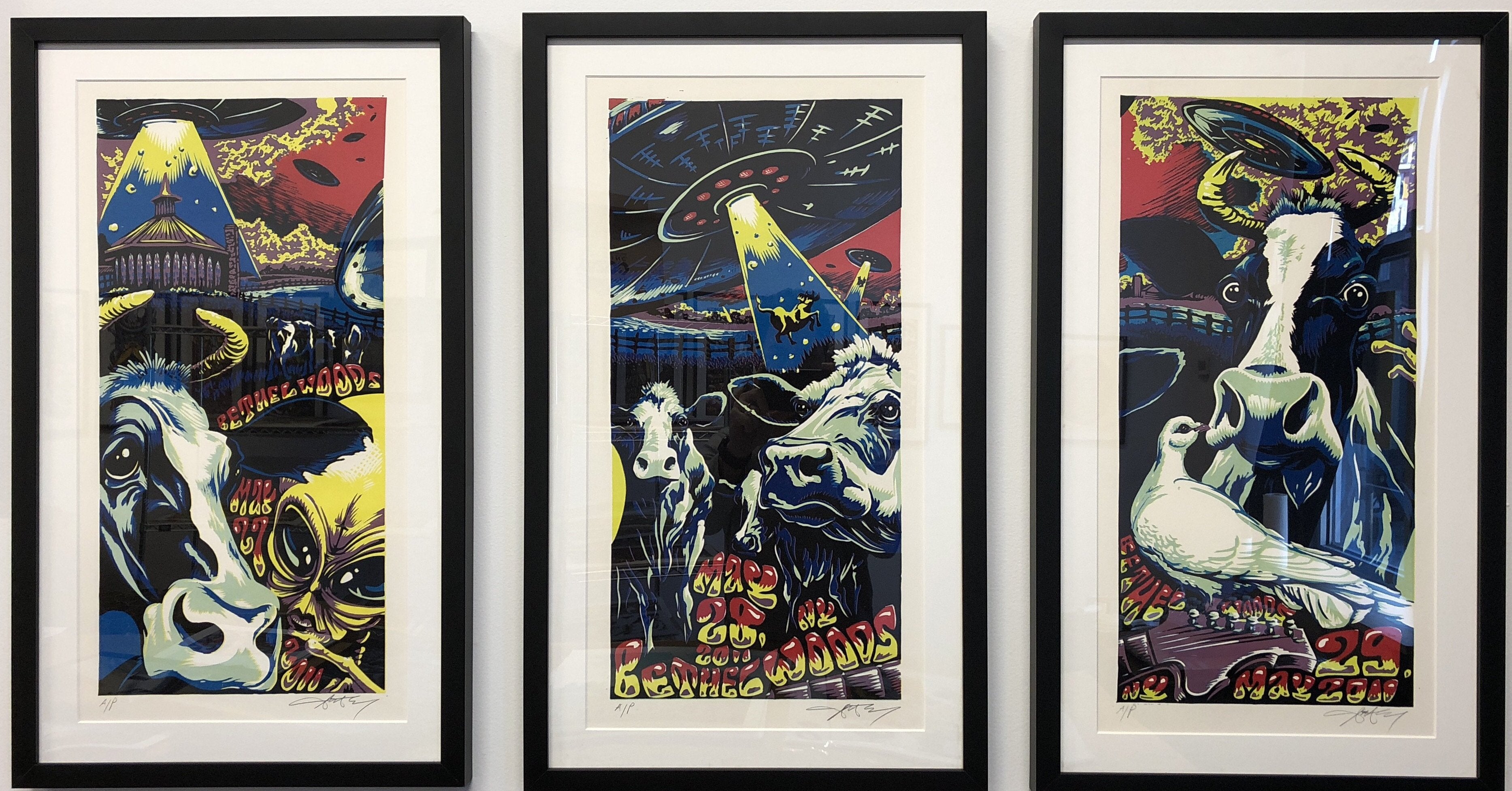 AJ Masthay "Bethel Woods 2010" Triptych - Framed