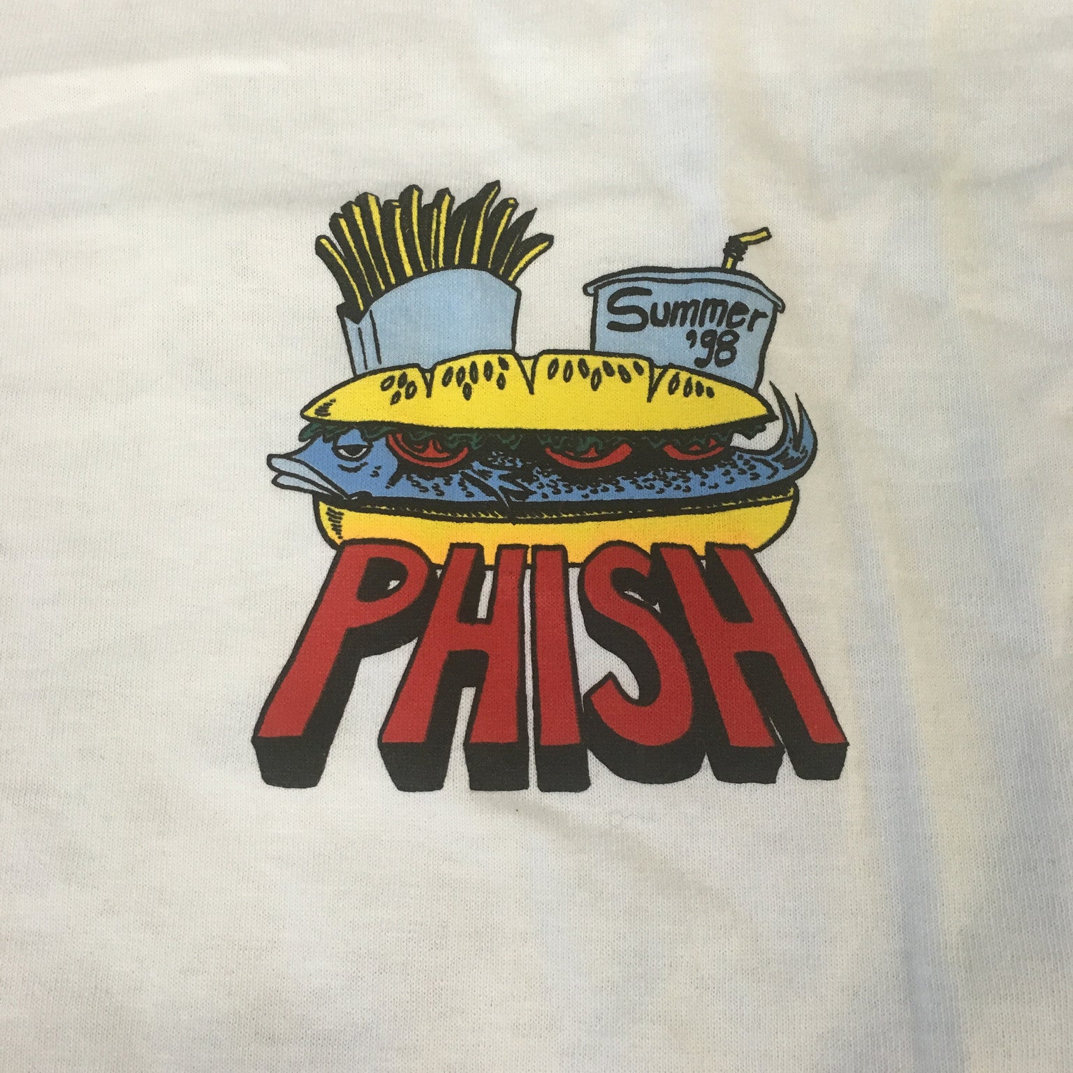 T-Shirt: White Phish Summer '98 Tour Food - XL