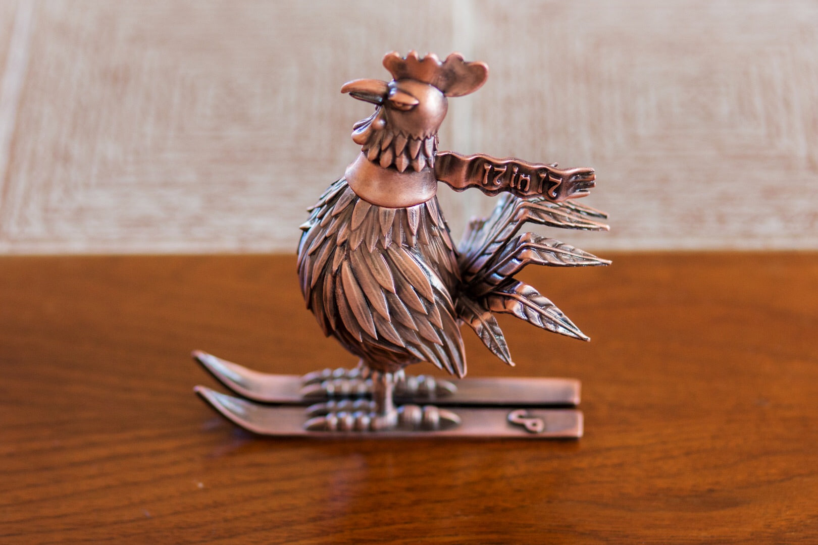 Jim Pollock "Year of the Rooster" Copper Plated Antique Pewter Statue