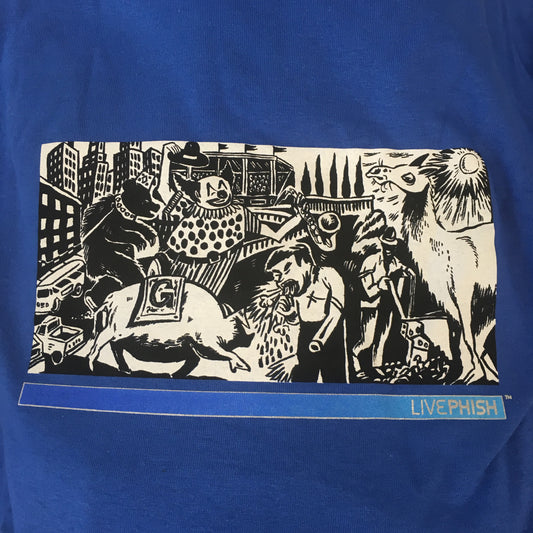 T-Shirt: Blue Live Phish (clown, puking, camel) - L