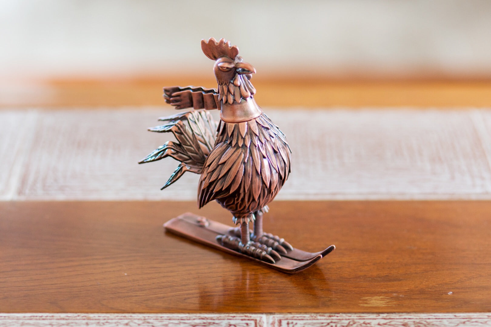 Jim Pollock "Year of the Rooster" Copper Plated Antique Pewter Statue