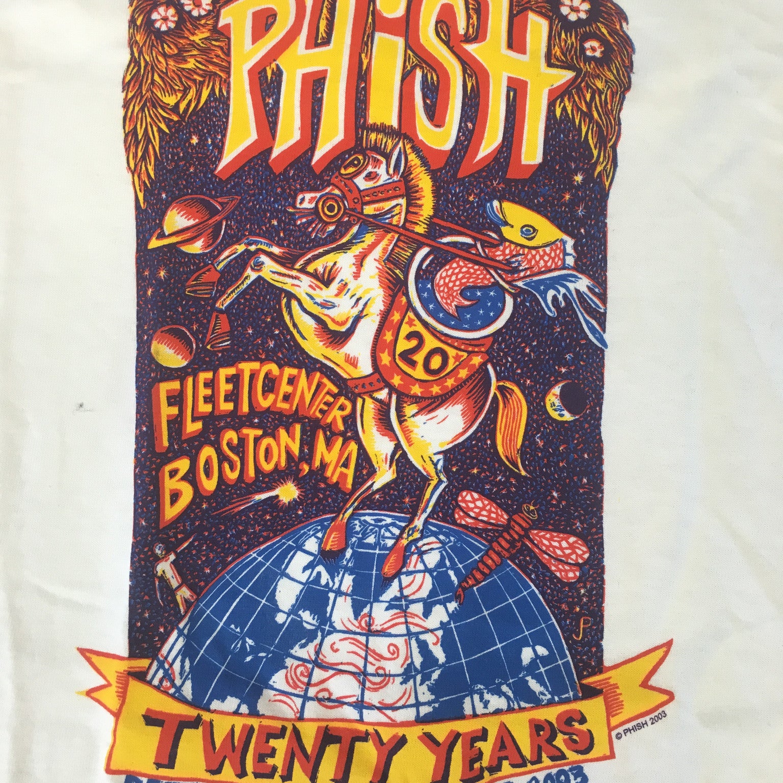 T-Shirt: White '03 Phish20th Anniversary Horse poster image - L