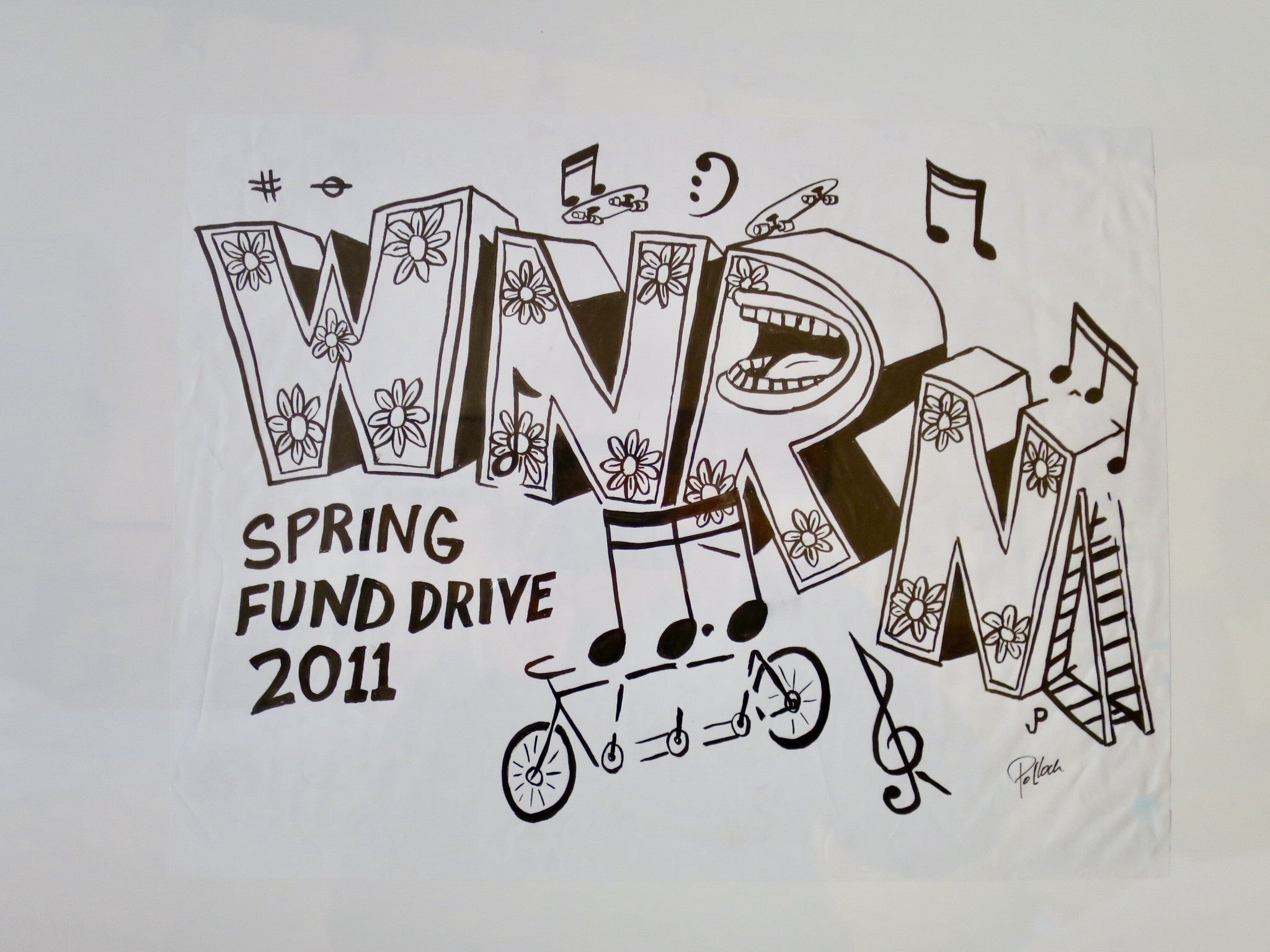 WNRN NC Radio Station T-shirt Design Black Marker OG
