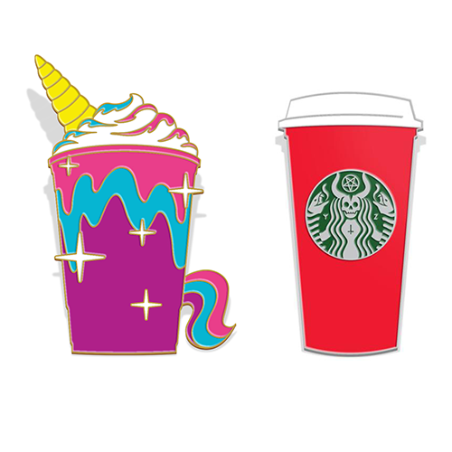 Unicorn & The Red Cup - Enamel Pin SET