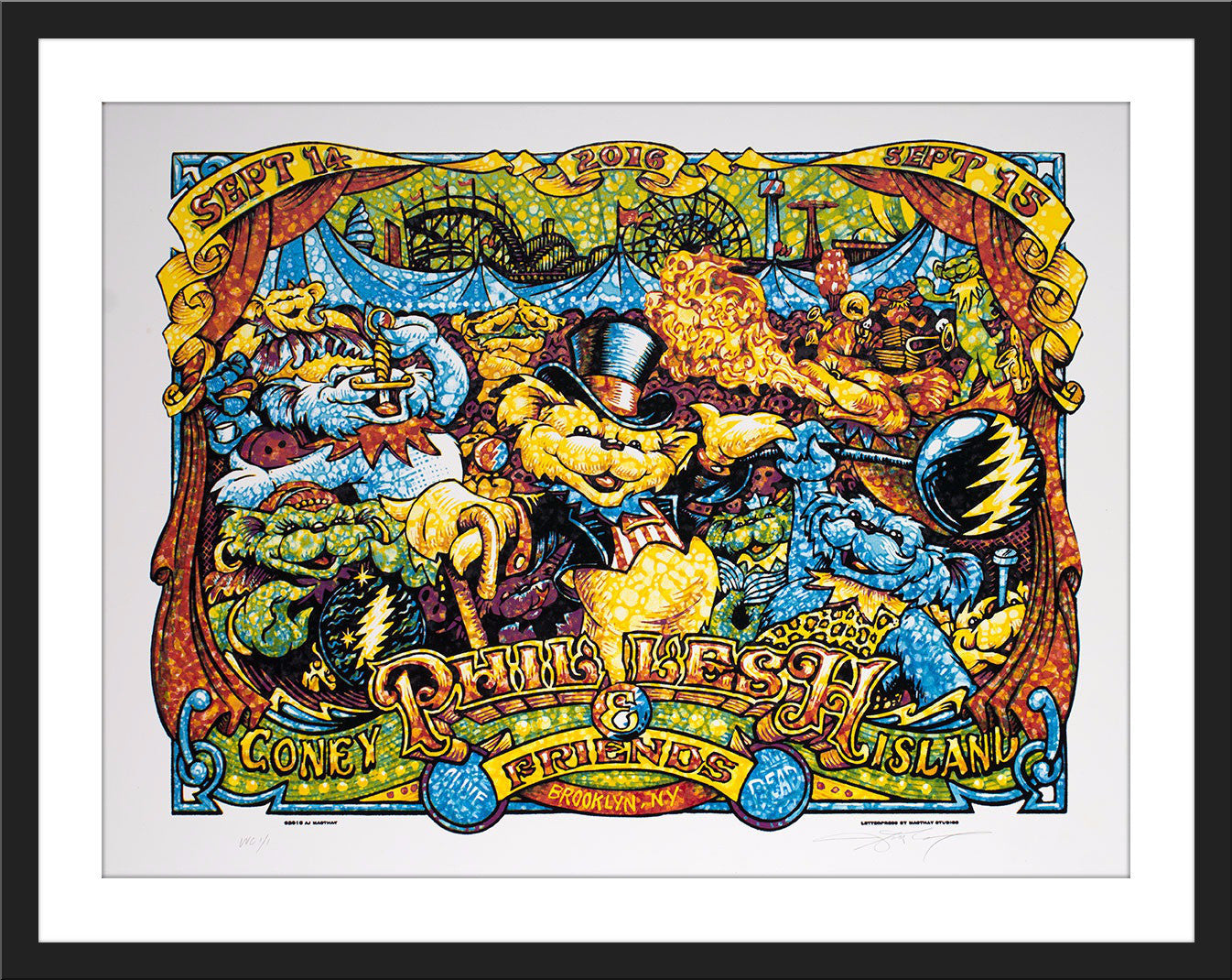 AJ Masthay "Phil & Friends - Coney Island" Watercolor