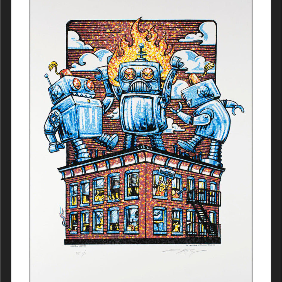 AJ Masthay "Rooftop Getdown" Watercolor