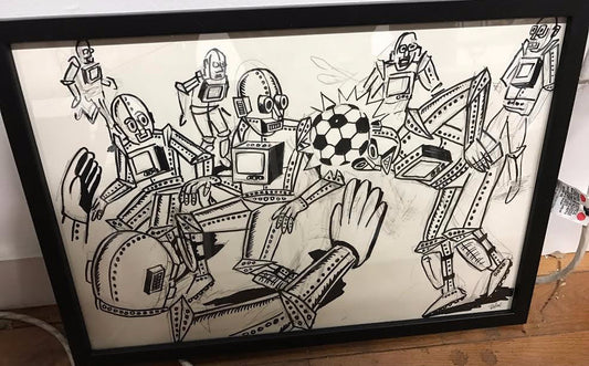 Soccerbot OG Marker & Pencil Sketch