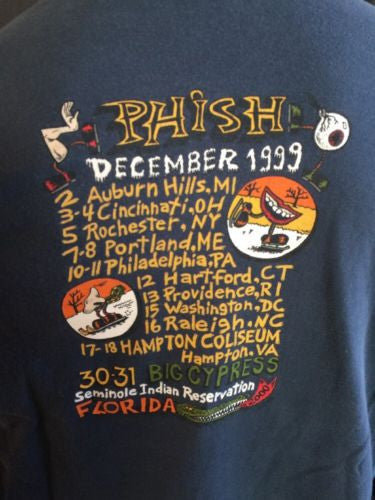 Phish December '99 Tour Shirt Back w/ Cypress date - B frame